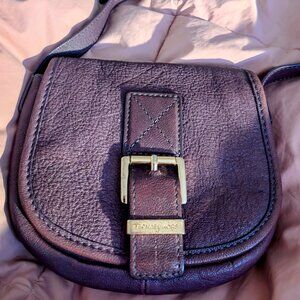 Michael Kors Small Purple Leather Buckle Magnet Flap Closure Crossbody Bag
